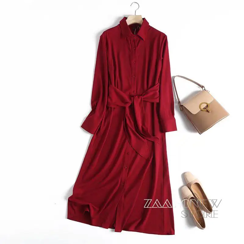 ZAAHONEW 2022 Spring Women Fashion High Quality Red Shirt Dress Lady Vintage Long Sleeve Office Midi Dresses
ZAAHONEW 2022 Spring Women Fashion High Quality Red Shirt Dress Lady Vintage Long Sleeve Office Midi Dresses