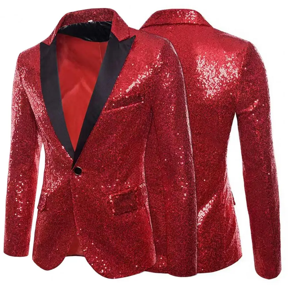 

Стильный мужской блейзер, универсальный Блейзер, куртка с длинным рукавом, мужской Блестящий теплый пиджак для ночного клуба