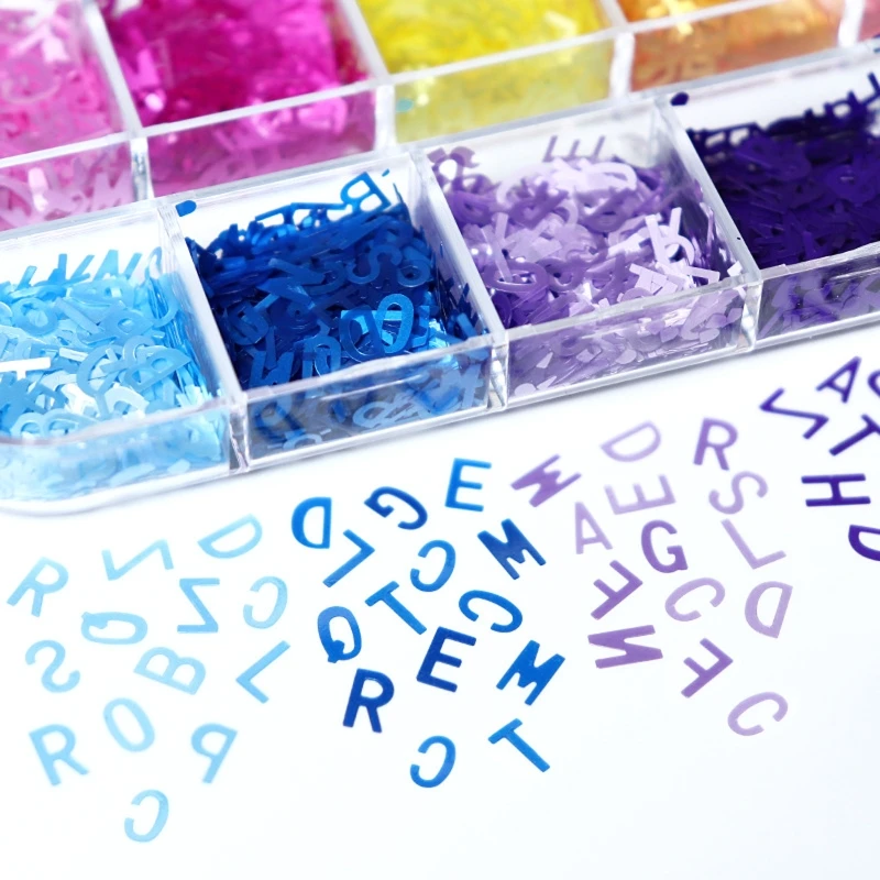 Y51E 12Grids/Box English Letters Glitter Sequins Flakes Resin UV Epoxy Mold Fillings Art Decorations DIY Crafts Jewelry
Y51E 12Grids/Box English Letters Glitter Sequins Flakes Resin UV Epoxy Mold Fillings Art Decorations DIY Crafts Jewelry