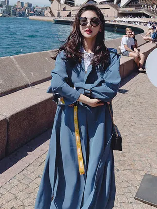 ALadies haze blue windbreaker mid-length over-the-knee autumn loose and thin coat coat
ALadies haze blue windbreaker mid-length over-the-knee autumn loose and thin coat coat