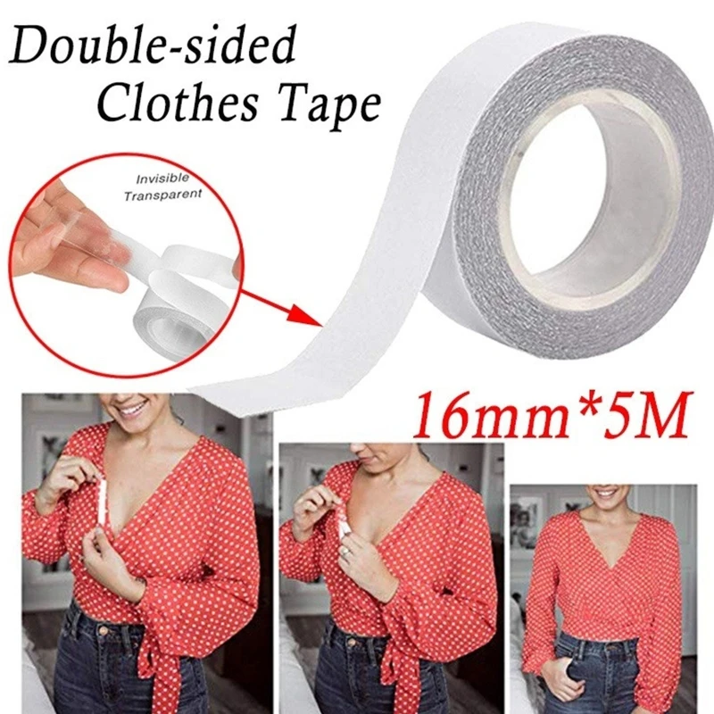 

5M Double Sided Clothing Body Tape Strips Safe Sweatproof Waterproof Clear Transparent Strong Self-Adhesive Lingerie Sticker for