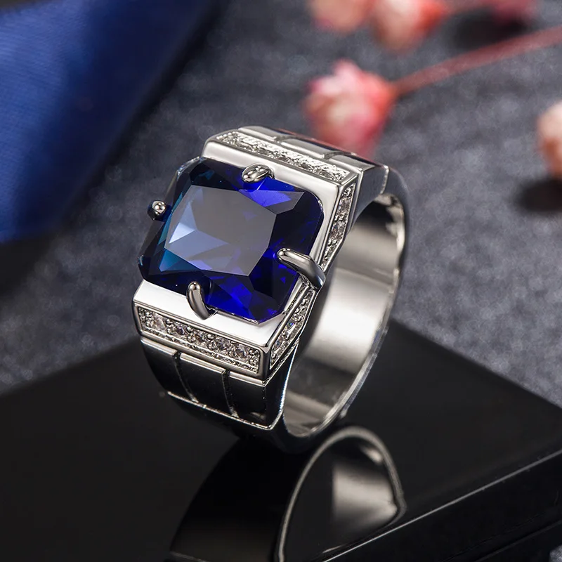 European and American style men's ring square emerald diamond ring domineering men's ring sapphire ring multicolor ring jewelry
European and American style men's ring square emerald diamond ring domineering men's ring sapphire ring multicolor ring jewelry
