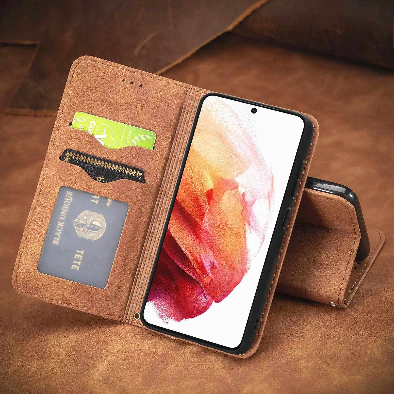 Чехол для Samsung Galaxy S21fe, кожаный чехол-кошелек для S21ultra/S22ultra, деловой кожаный чехол с магнитной застежкой и отделением для карт
Чехол для Samsung Galaxy S21fe, кожаный чехол-кошелек для S21ultra/S22ultra, деловой кожаный чехол с магнитной застежкой и отделением для карт