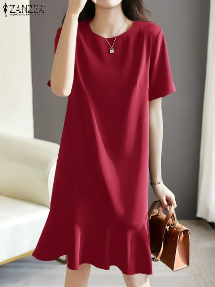 ZANZEA Summer O Neck Short Sleeve Solid Dress Women Elegant Party Sundress Fashion Casual Ruffles Hem Holiday Vestido Robe Femme
ZANZEA Summer O Neck Short Sleeve Solid Dress Women Elegant Party Sundress Fashion Casual Ruffles Hem Holiday Vestido Robe Femme