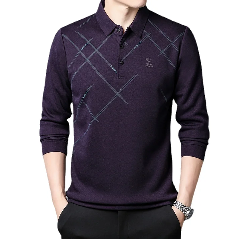 New Men's Plaid Long-sleeved T-shirt Thin Section Loose Business Casual Lapel shirt Bottoming Shirt Men Clothing 
New Men's Plaid Long-sleeved T-shirt Thin Section Loose Business Casual Lapel shirt Bottoming Shirt Men Clothing