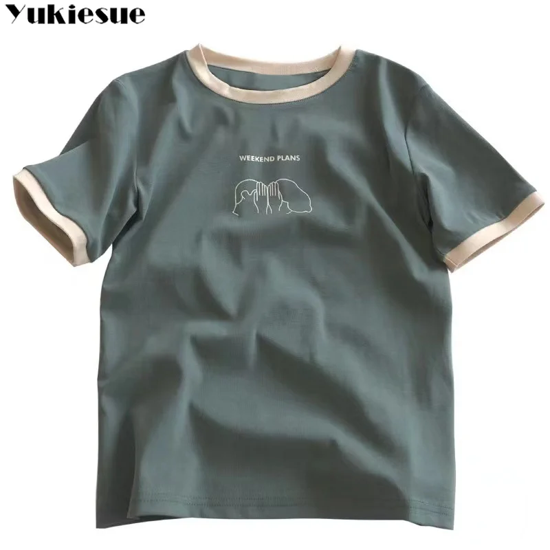 All-match Leisure Tops Chic Femme Basic Loose Harajuku Solid Color Daily Soft T-shirts Women Print Summer Lovely Korean Students
All-match Leisure Tops Chic Femme Basic Loose Harajuku Solid Color Daily Soft T-shirts Women Print Summer Lovely Korean Students