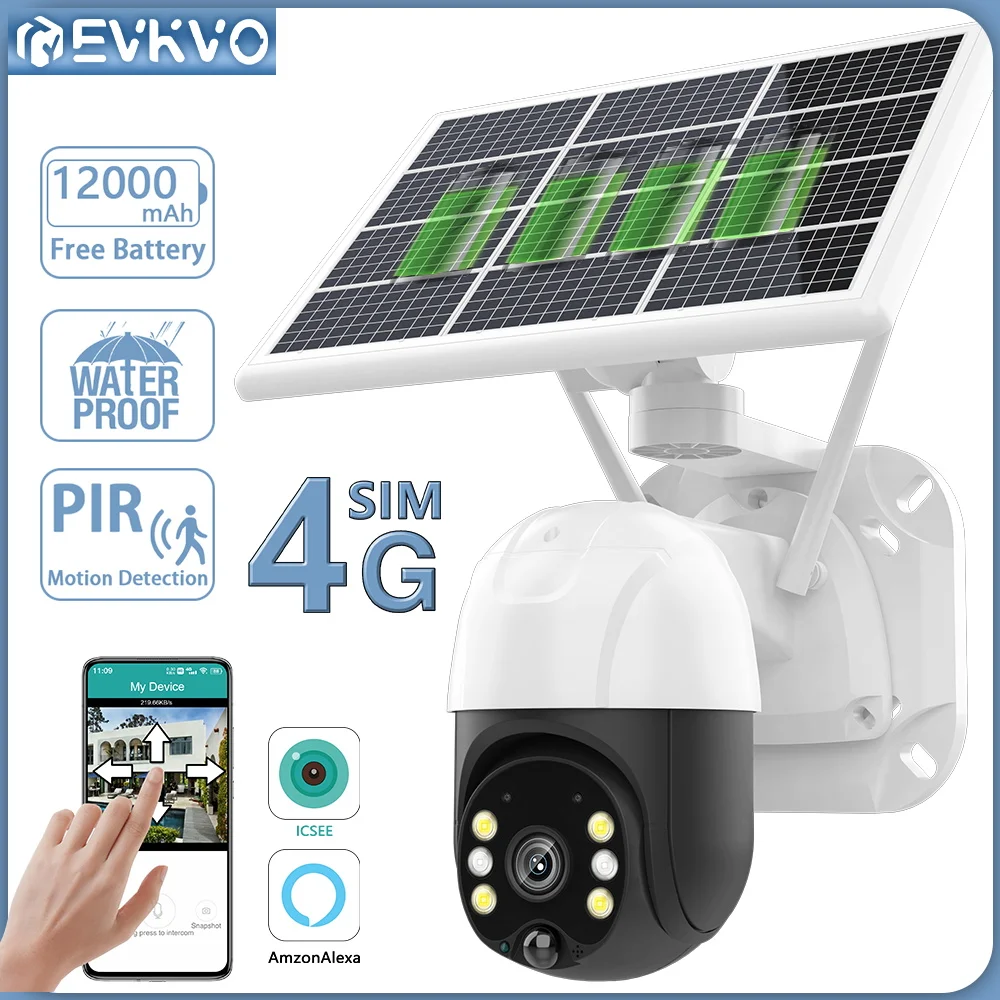 EVKVO 5MP 4G SIM Card Solar Battery Surveillance Camera PIR Human Detection Night Vision CCTV Security PTZ WIFi Camera iCsee 
EVKVO 5MP 4G SIM Card Solar Battery Surveillance Camera PIR Human Detection Night Vision CCTV Security PTZ WIFi Camera iCsee