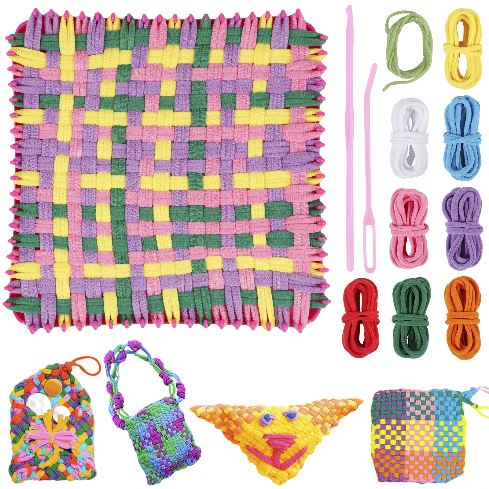 Weaving Loom Kit Toys for Kids Multi-Color Weaving Craft Loops with Tool Knitting Loom Set for DIY Crafts Supplies Educational
Weaving Loom Kit Toys for Kids Multi-Color Weaving Craft Loops with Tool Knitting Loom Set for DIY Crafts Supplies Educational
