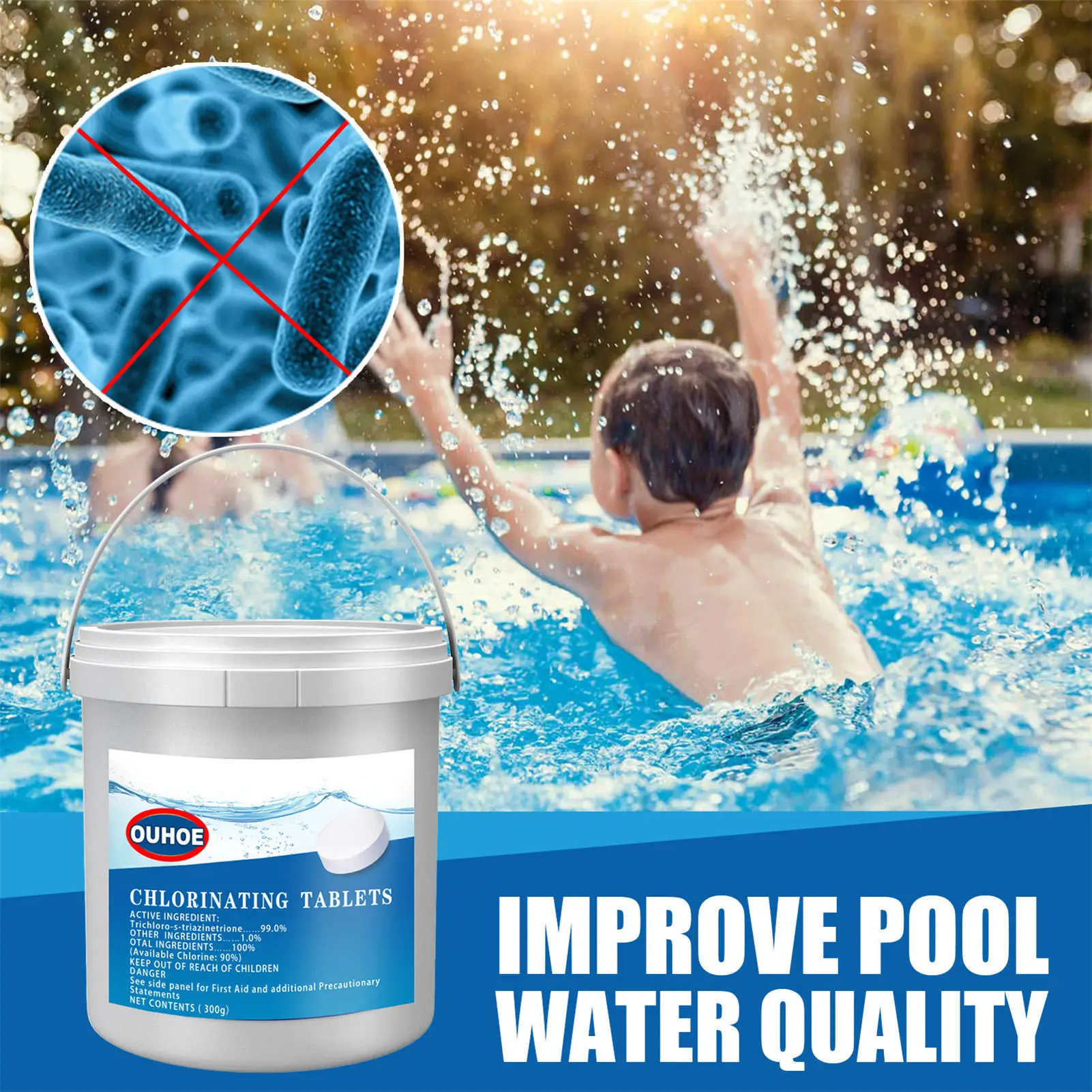 50g/300g Swimming Pool Cleaning Effervescent Chlorine Tablets For Swimming Pool Clarifier Multifunctional Chlorine Tablets
50g/300g Swimming Pool Cleaning Effervescent Chlorine Tablets For Swimming Pool Clarifier Multifunctional Chlorine Tablets