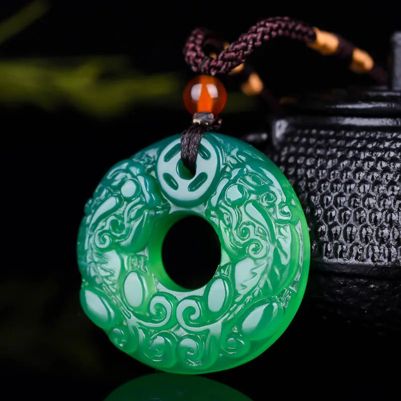 

chalcedony white green pendant necklace handcarved brave troops jade pendants necklaces for men women jade jewelry