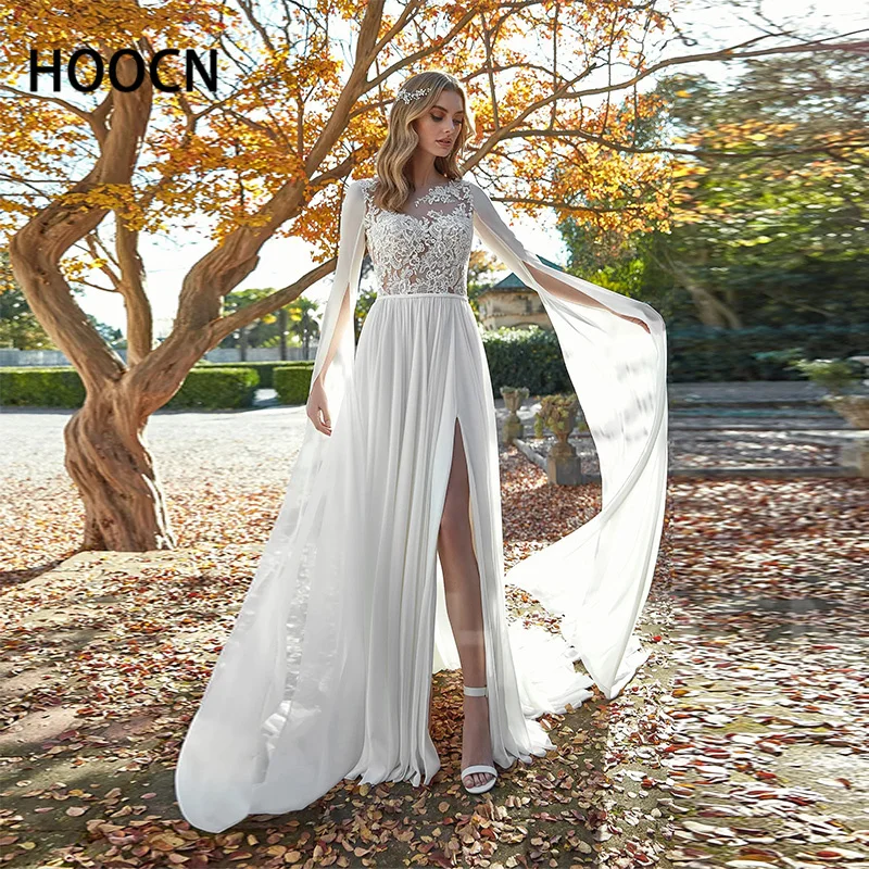 HERBURNL Temperament Wedding Dress Round Neck Chiffon Lace Long Sleeves High Slit New Backless Bridal Dress Vestido de casamento
HERBURNL Temperament Wedding Dress Round Neck Chiffon Lace Long Sleeves High Slit New Backless Bridal Dress Vestido de casamento