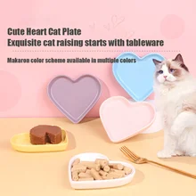 Heart Shaped Ceramic Plate Pet Bowl，Cat Ceramic Bowl Pet Food Drinker Puppy Drinking Feeding Supplies Food Bowl