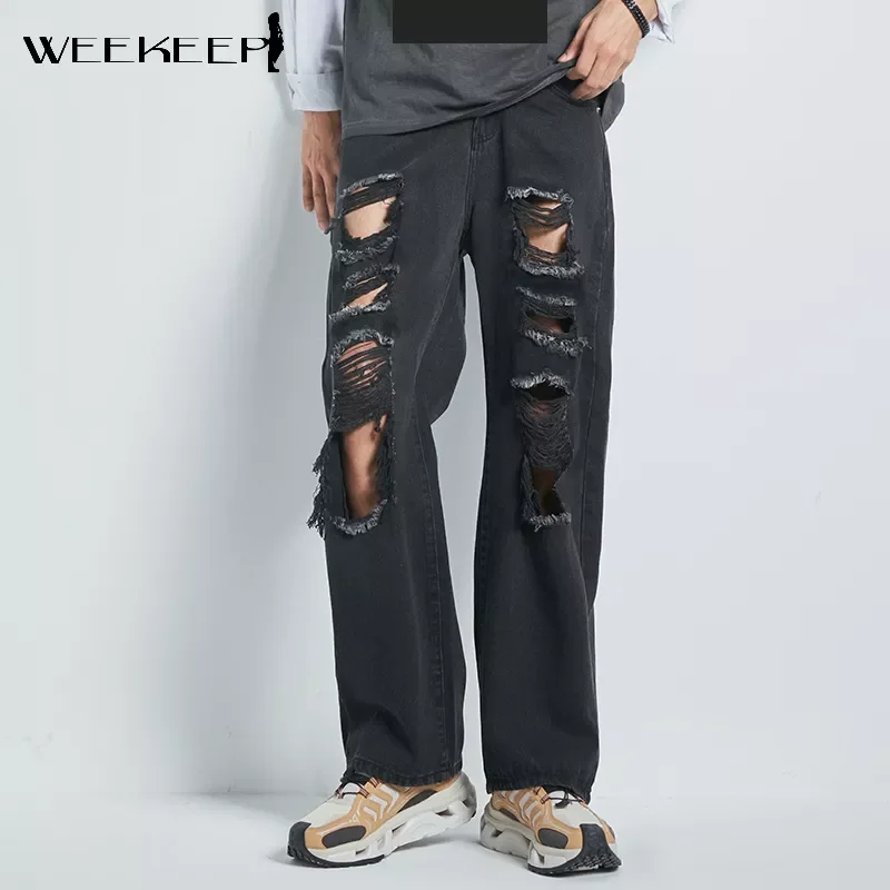 Weekeep Vintage Ripped Hole Jeans Women Baggy Cut Out High Waist Denim Pants Summer Korean Y2k Streetwear Fashion Straight Jeans
Weekeep Vintage Ripped Hole Jeans Women Baggy Cut Out High Waist Denim Pants Summer Korean Y2k Streetwear Fashion Straight Jeans