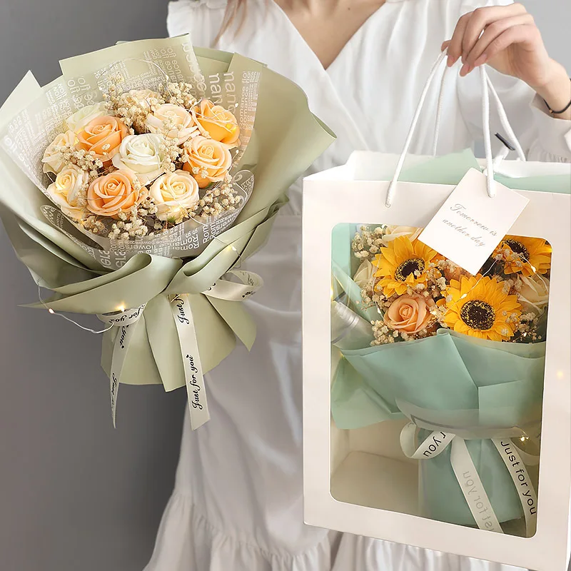 

Искусственное мыло, букет роз с гирляндой, цветы на День святого Валентина, День рождения, подарок на день матери