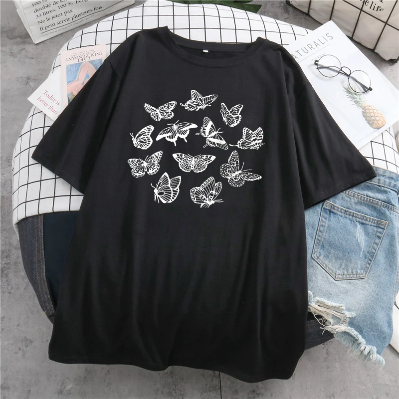 Unisex T-shirt Cute Butterfly Print Harajuku Gothic Y2K Black Vintage Oversized Short Sleeve T-shirt Kawaii Casual Aesthetic
Unisex T-shirt Cute Butterfly Print Harajuku Gothic Y2K Black Vintage Oversized Short Sleeve T-shirt Kawaii Casual Aesthetic