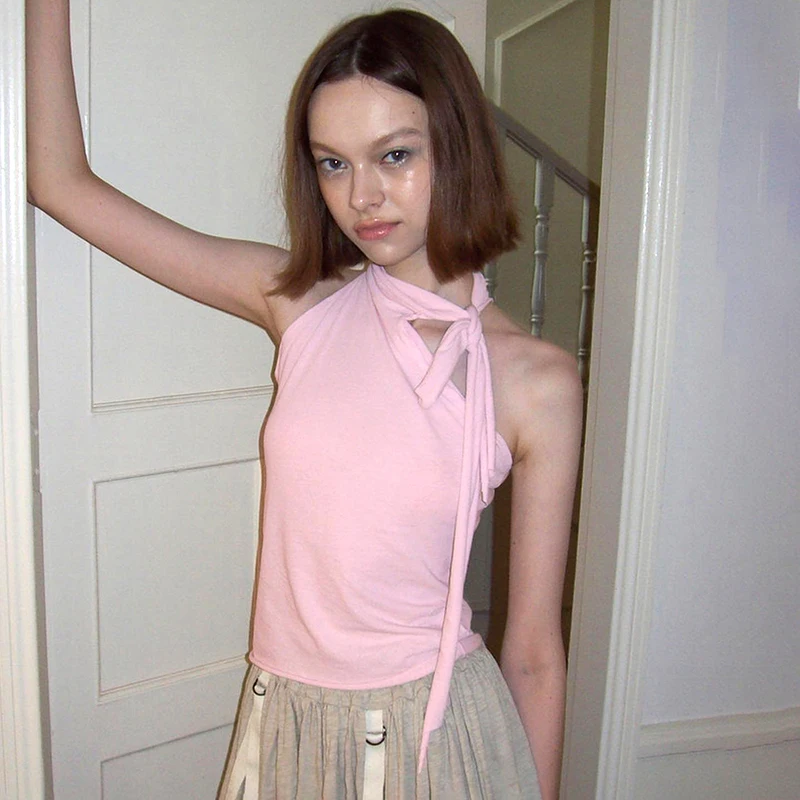 Top With Ties Summer Fashion Woman Blouse 2023 Pink Cute Tank Gyaru Cutout Elegant Streetwear Irregular Vest Sleeveless T-shirt
Top With Ties Summer Fashion Woman Blouse 2023 Pink Cute Tank Gyaru Cutout Elegant Streetwear Irregular Vest Sleeveless T-shirt