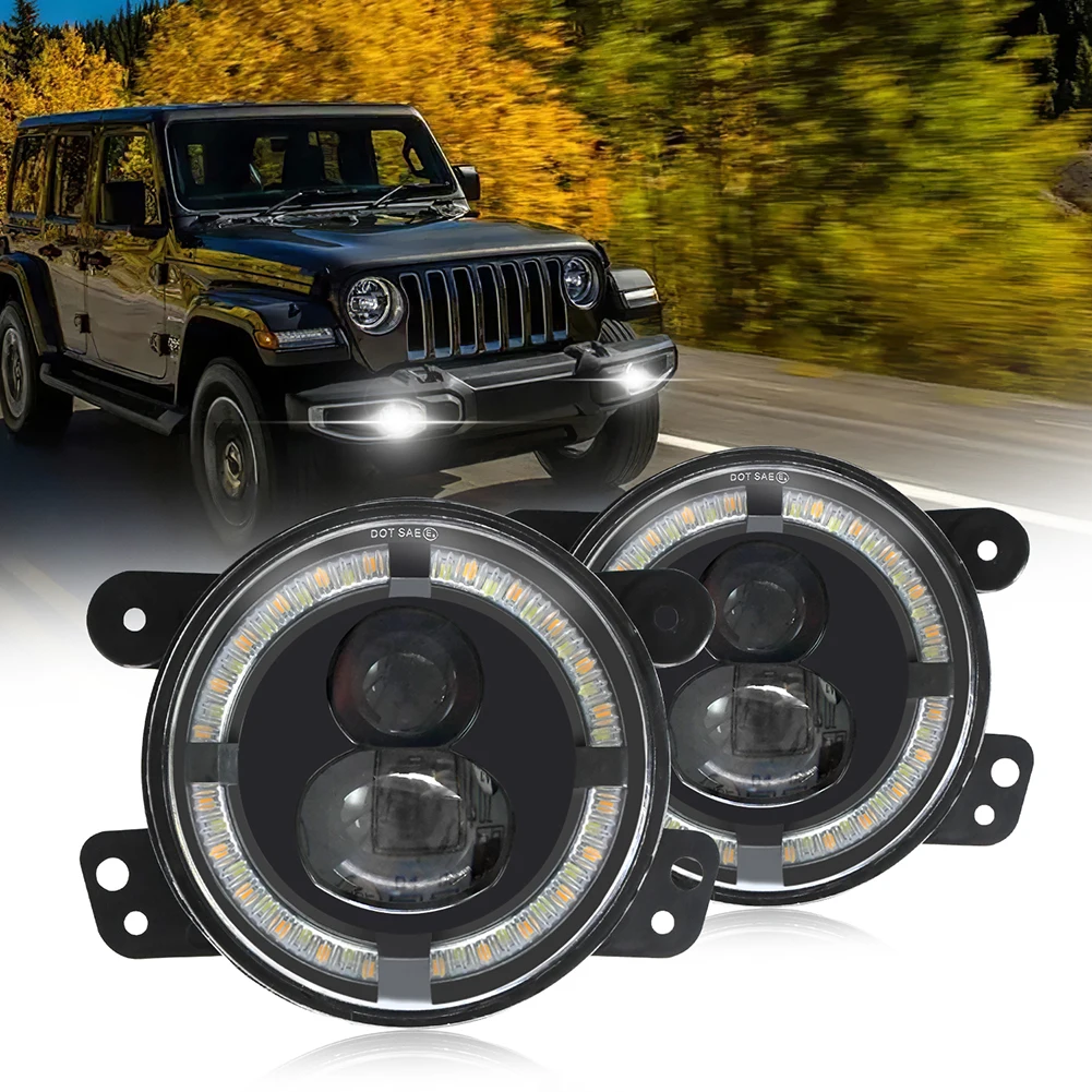 1 Pair 4 Inch LED Fog Light Assembly With Ring Work Light White Daytime Running Light/Yellow Turn Signal Dual Lens for Offroad 
1 Pair 4 Inch LED Fog Light Assembly With Ring Work Light White Daytime Running Light/Yellow Turn Signal Dual Lens for Offroad