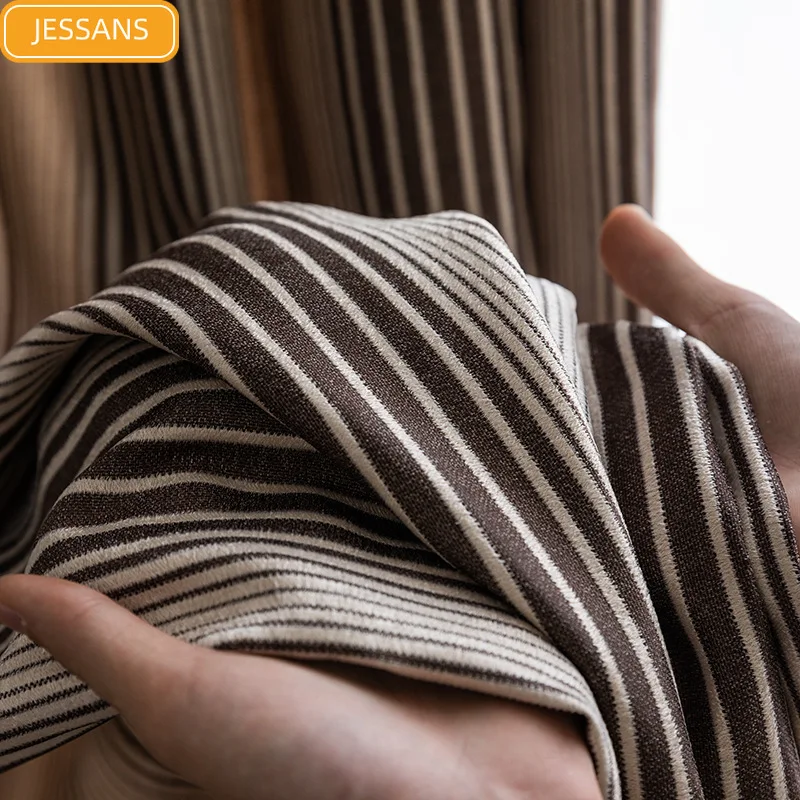 European Style Simple Coffee Color Vertical Strip Window Screens Thickening Curtains for Living Room Bedroom Study Custom
European Style Simple Coffee Color Vertical Strip Window Screens Thickening Curtains for Living Room Bedroom Study Custom