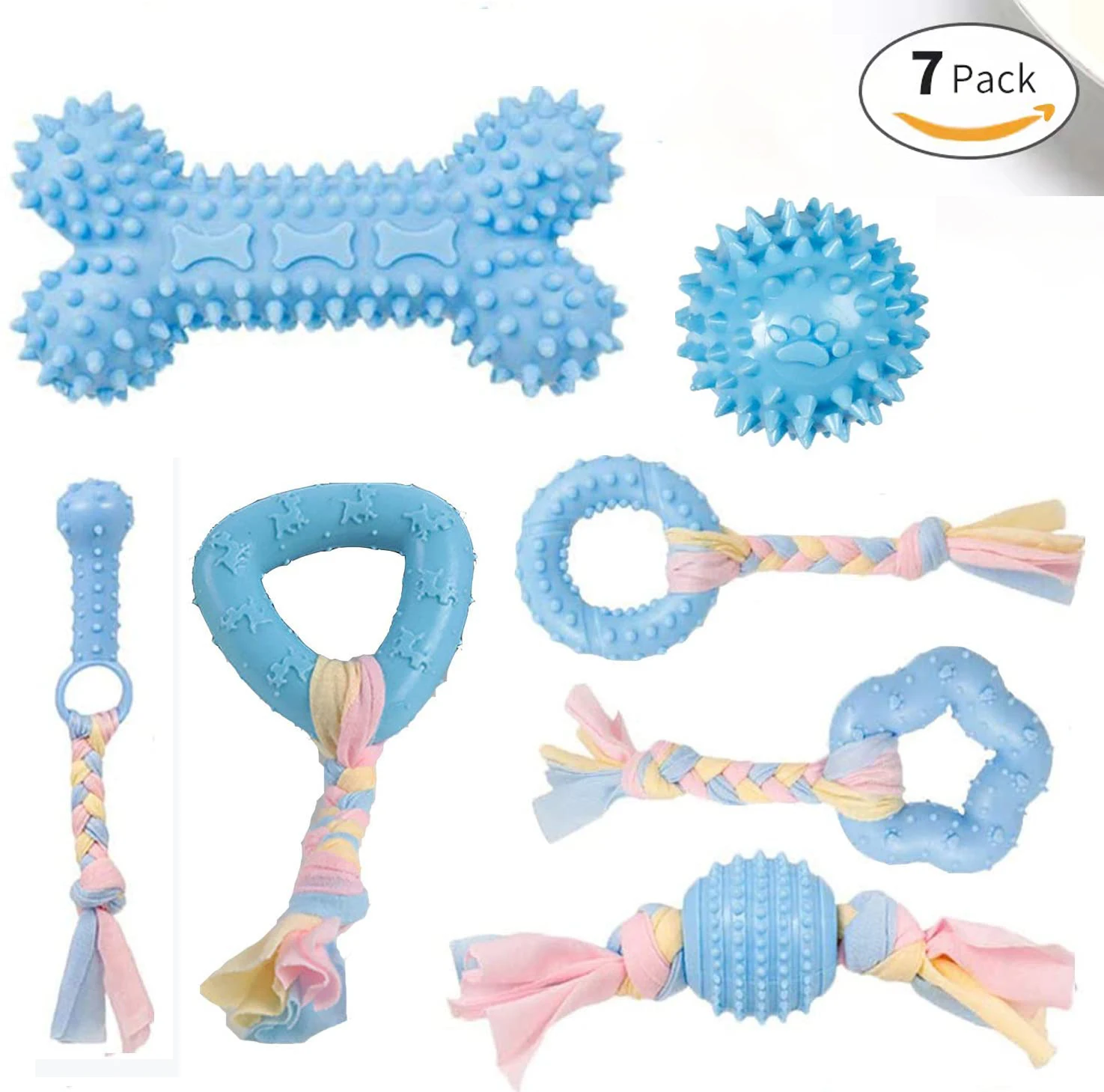 7 Pack Dog Toy, Puppy Chew Toys, Natural Rubber Dog Toys, Non-Toxic Bite Resistant Cleans Teeth for Puppies or Kittens
7 Pack Dog Toy, Puppy Chew Toys, Natural Rubber Dog Toys, Non-Toxic Bite Resistant Cleans Teeth for Puppies or Kittens