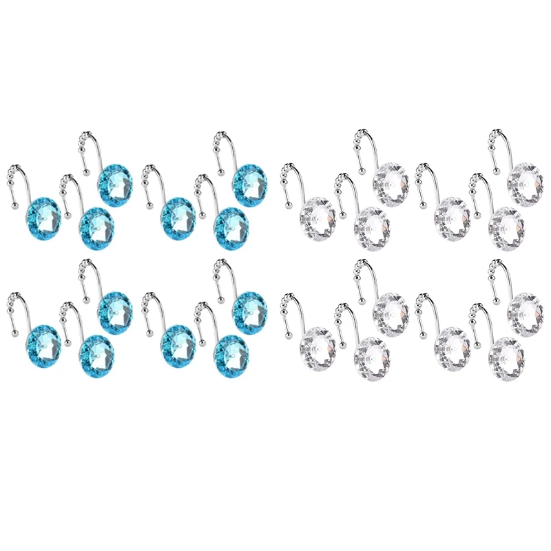 12Pcs Shower Curtain Hooks Rings Rust Proof Decorative Window Shower Hooks Crystal Rolling Shower Curtain Hooks Blue
12Pcs Shower Curtain Hooks Rings Rust Proof Decorative Window Shower Hooks Crystal Rolling Shower Curtain Hooks Blue