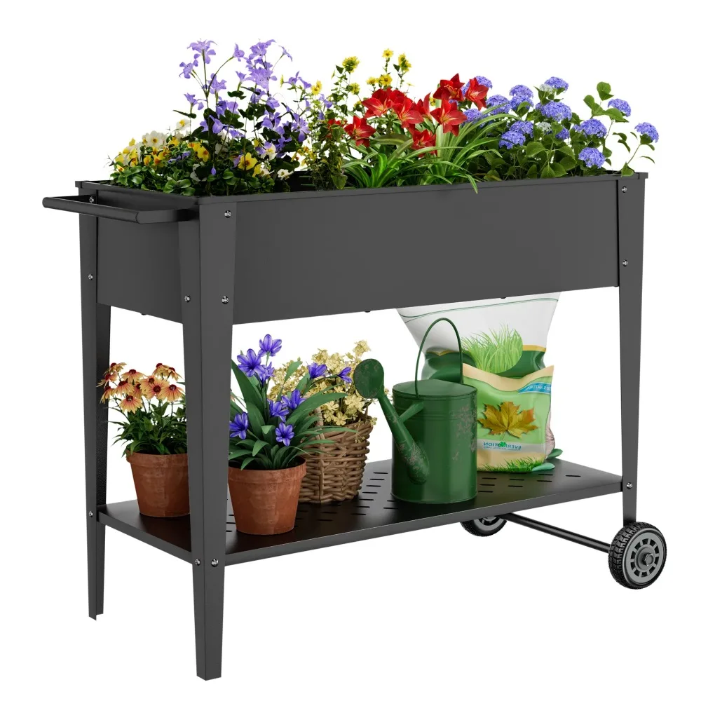 

Vineego Raised Garden Bed with Legs, Mobile Planter Box Elevated on Wheels Portable Planter Cart Vegetable Herbs Potted