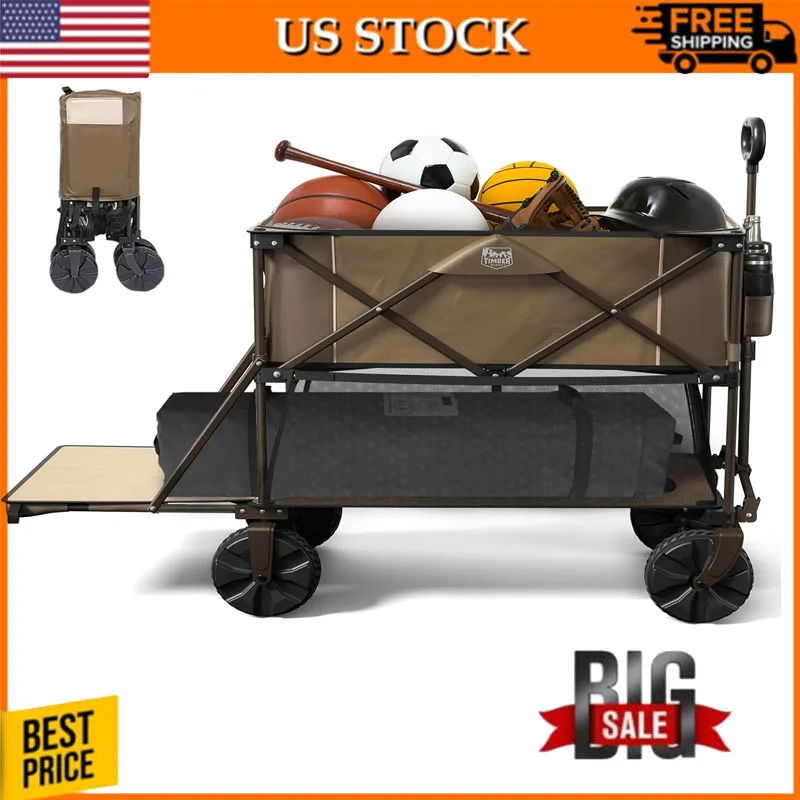 Heavy Duty Collapsible Wagon, All-Terrain Brown RIDGE 400L Large Capacity Folding Double Decker Wagon
Heavy Duty Collapsible Wagon, All-Terrain Brown RIDGE 400L Large Capacity Folding Double Decker Wagon