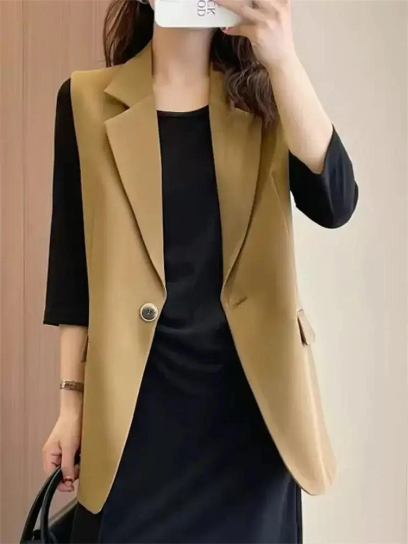 Suit Jacket Women's 2023 Korean High End Temperament Versatile Loose Sleeveless Waistcoat Double Split Blazer Vest Coat Z640 
Suit Jacket Women's 2023 Korean High End Temperament Versatile Loose Sleeveless Waistcoat Double Split Blazer Vest Coat Z640