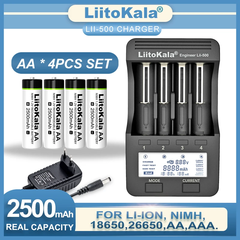Liitokala Lii-500 Charger 1.2v aa 2500mah NIMH rechargeable battery for temperature gun remote control mouse toy battery
Liitokala Lii-500 Charger 1.2v aa 2500mah NIMH rechargeable battery for temperature gun remote control mouse toy battery