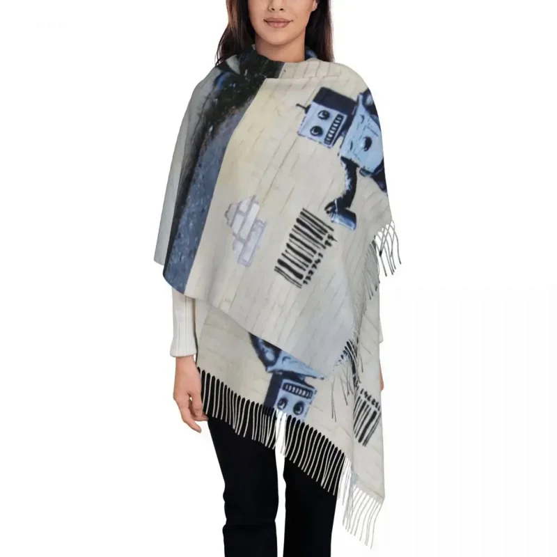 Banksy Graffiti Smiling Robot Scarf For Women Winter Warm Shawl Wrap Long Scarves With Tassel Ladies
Banksy Graffiti Smiling Robot Scarf For Women Winter Warm Shawl Wrap Long Scarves With Tassel Ladies