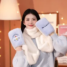 Sanrio Hello Kitty Kuromi Cinnamoroll Scarf Winter Women Scarf Soft Plush Snood Scarves Neck Collar Warmer Christmas Gift