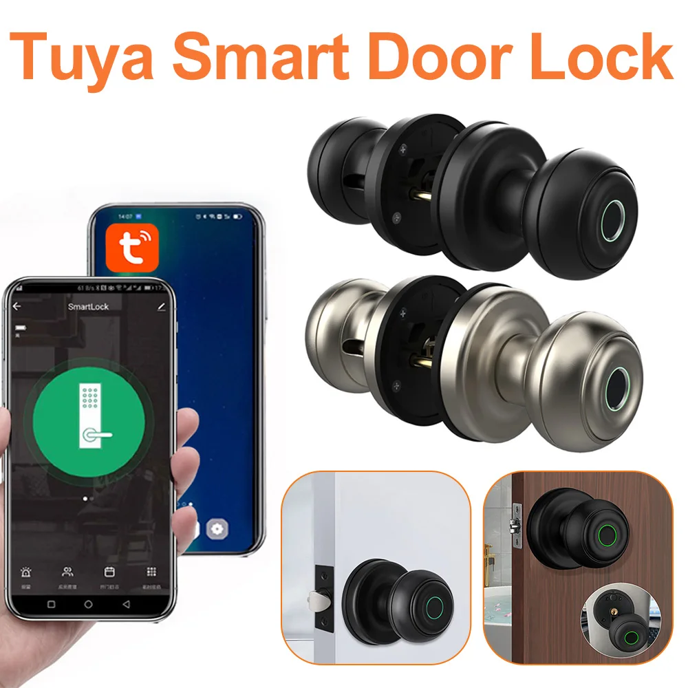 Дверной смарт-замок Tuya с Биометрическим распознаванием отпечатков пальцев и паролем, электронный замок, совместимый с Bluetooth, управление через приложение, дверная ручка без ключа 
Дверной смарт-замок Tuya с Биометрическим распознаванием отпечатков пальцев и паролем, электронный замок, совместимый с Bluetooth, управление через приложение, дверная ручка без ключа