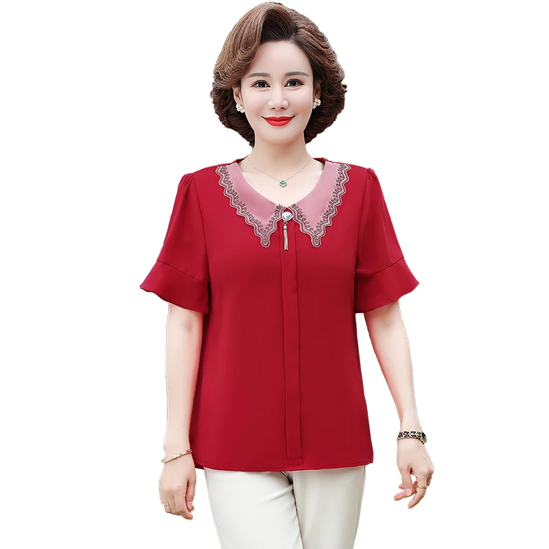 Women's Beaded Short Sleeve T-shirt, Casual Loose Pullover, Middle-aged Female Tee Shirts, Summer Fashion
Women's Beaded Short Sleeve T-shirt, Casual Loose Pullover, Middle-aged Female Tee Shirts, Summer Fashion