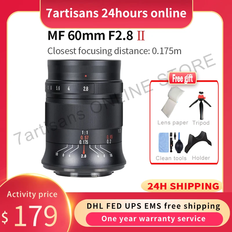 

7artisans 7 artisans 60mm F2.8 II MF APS-C Macro Lens For Sony E Nikon Z Fuji XF Canon EF-M Canon RF M4/3 Leica L mount
