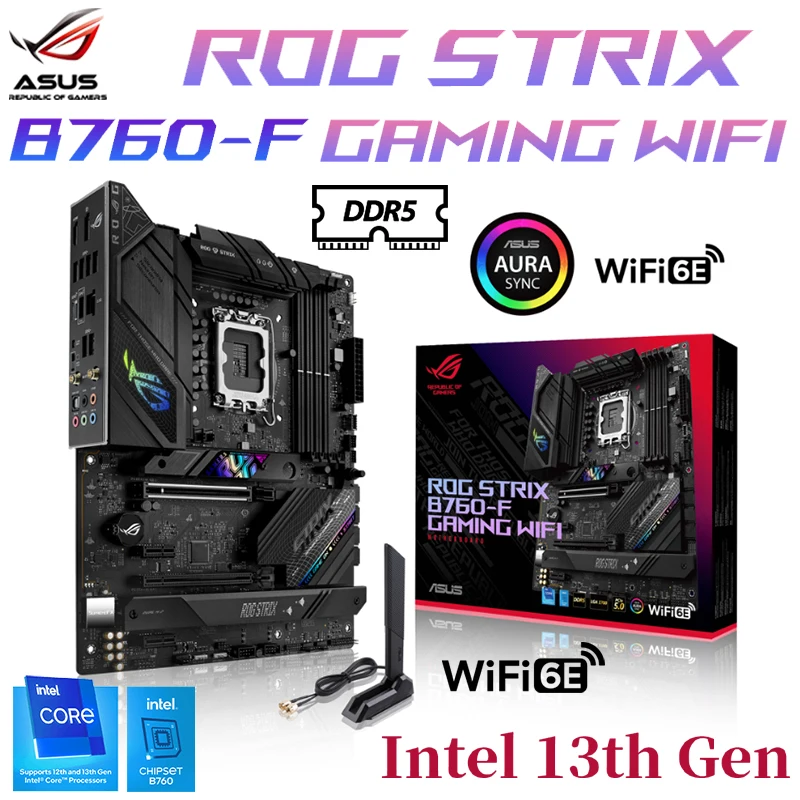 

ASUS ROG STRIX B760-F GAMING WIFI Motherboard Support Intel Core 13th and 12th Gen CPU DDR5 128G 7800MHz PCIe 5.0 Placa Mãe New