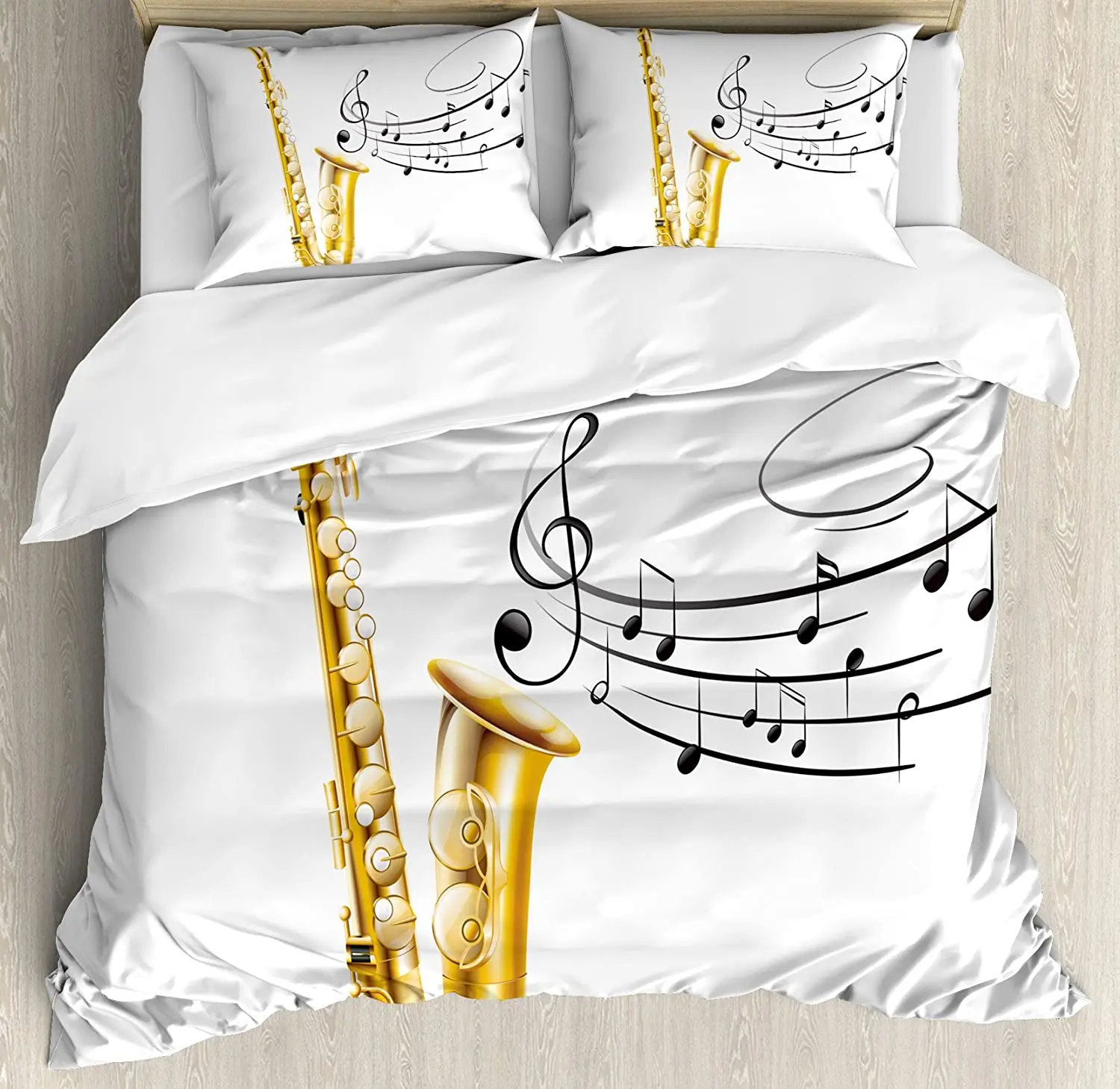 Music Bedding Set Comforter Duvet Cover Pillow Shams Illustration of Fancy Old Saxophone with Templ Bedding Cover Double Bed Set
Music Bedding Set Comforter Duvet Cover Pillow Shams Illustration of Fancy Old Saxophone with Templ Bedding Cover Double Bed Set