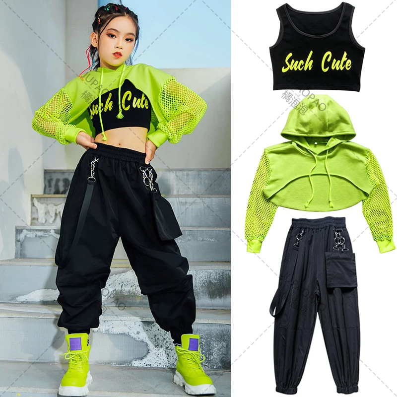 2023Jazz Costume Hip Hop Girls Clothing Green Tops Net Sleeve Black Hip Hop Pants For Kids Performance Modern Dancing Clothes
2023Jazz Costume Hip Hop Girls Clothing Green Tops Net Sleeve Black Hip Hop Pants For Kids Performance Modern Dancing Clothes