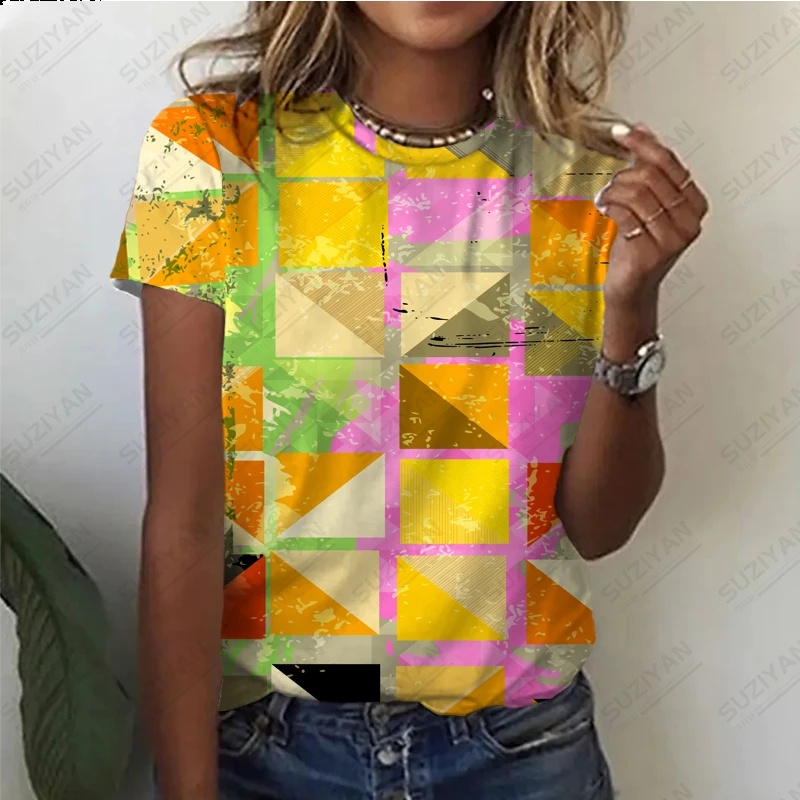 Summer New Abstract Geometric Printing Women's T-shirt Plus Size Clothing Top Casual Holiday Style Women's Short Sleeve Clothing
Summer New Abstract Geometric Printing Women's T-shirt Plus Size Clothing Top Casual Holiday Style Women's Short Sleeve Clothing