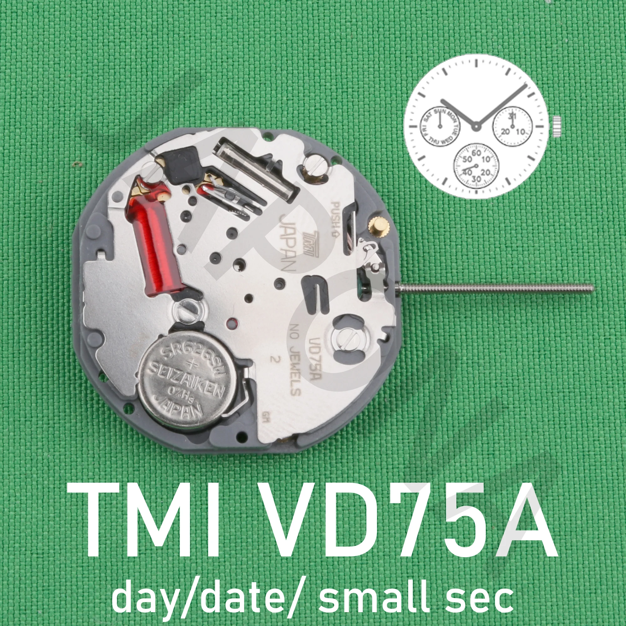 Движение vd75 Япония tmi VD75A механизм мульти-глаз (день, дата, маленький сек)
Движение vd75 Япония tmi VD75A механизм мульти-глаз (день, дата, маленький сек)