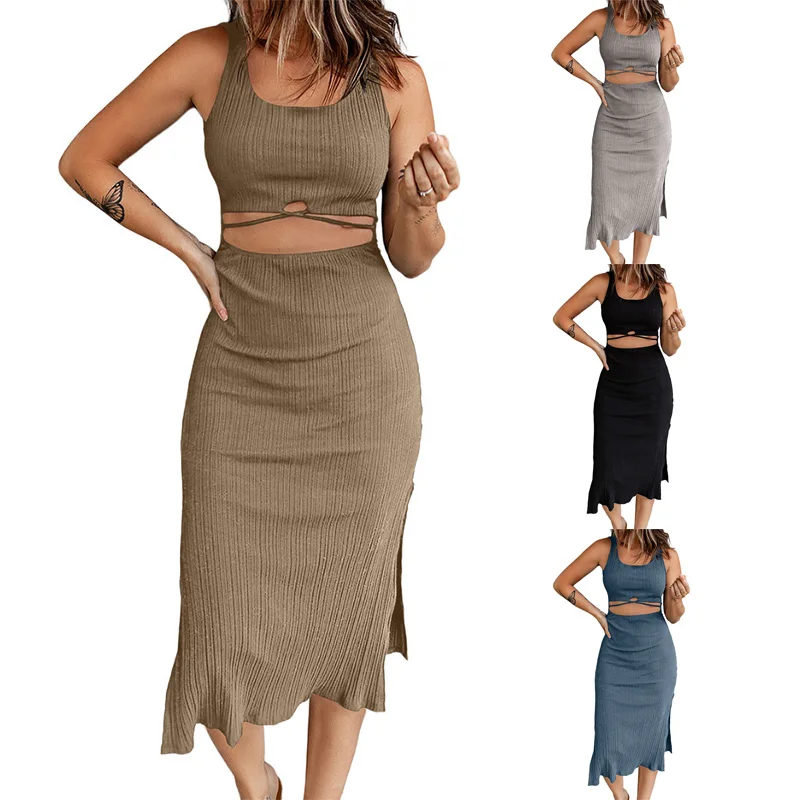 2022 Summer New Women Dress Slim-Fitting Hip Wrap Dress Solid Color Irregular Sexy Chic Hollow Out Sleeveless Fashion Dresses
2022 Summer New Women Dress Slim-Fitting Hip Wrap Dress Solid Color Irregular Sexy Chic Hollow Out Sleeveless Fashion Dresses