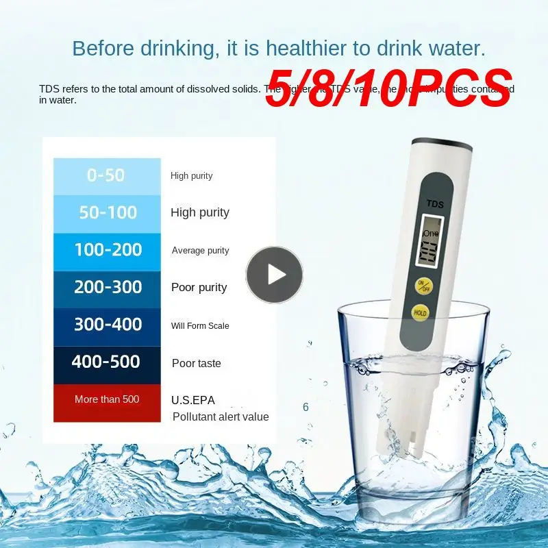 5/8/10PCS Water Quality Testing Pen Low Power Portable Ec Water Meter 3 Seconds Measurement Titanium Alloy Probe Acidity Meter
5/8/10PCS Water Quality Testing Pen Low Power Portable Ec Water Meter 3 Seconds Measurement Titanium Alloy Probe Acidity Meter