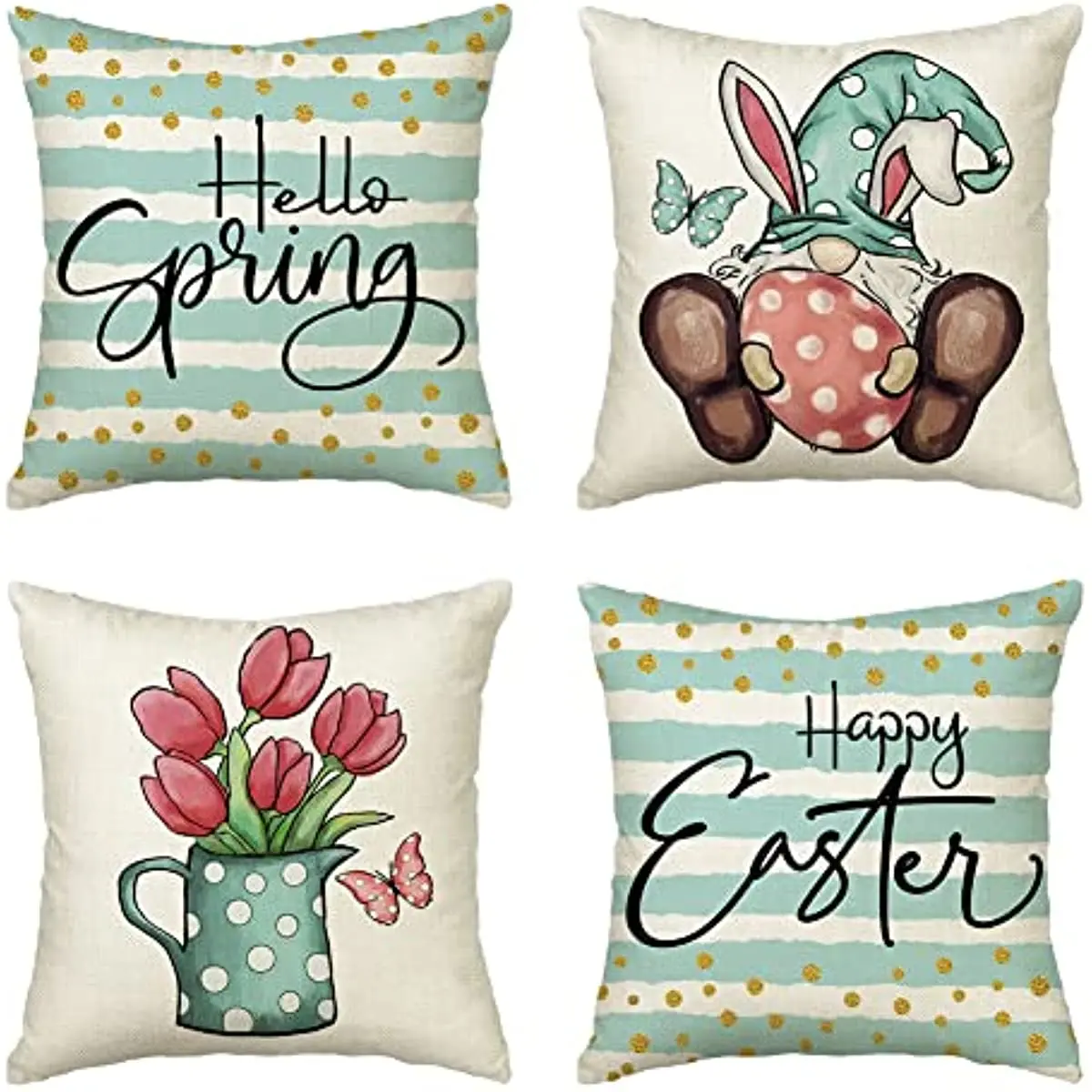 colorlife Happy Easter Hello Spring Gnome Flower Throw Pillow Covers, Cushion Case Decoration for Sofa Couch Set of 4
colorlife Happy Easter Hello Spring Gnome Flower Throw Pillow Covers, Cushion Case Decoration for Sofa Couch Set of 4