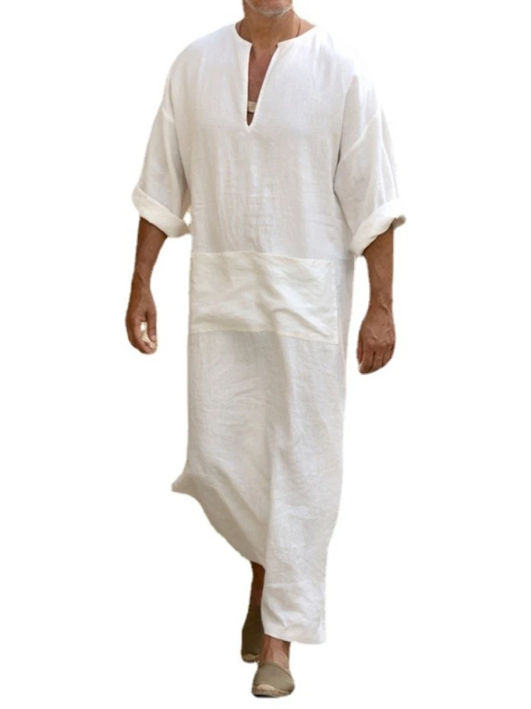 Islamic Traditional Jubba Thobe Men Abaya Linen Muslim Robes Dubai Arabic Kaftan Clothing Qamis Homme Arab Turk Gown Hijab Dress
Islamic Traditional Jubba Thobe Men Abaya Linen Muslim Robes Dubai Arabic Kaftan Clothing Qamis Homme Arab Turk Gown Hijab Dress