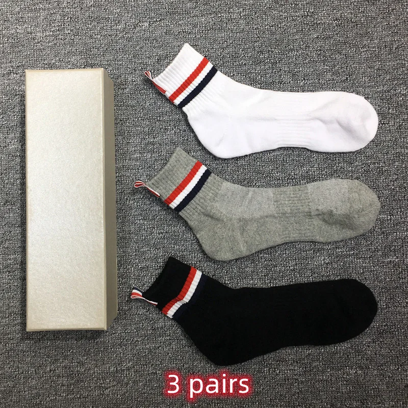 THOM Men's Luxury Brand Stripes Ankle Socks Women's Cotton Casual Street Fashion Harajuku TB Stockings Ins 3 Pairs
THOM Men's Luxury Brand Stripes Ankle Socks Women's Cotton Casual Street Fashion Harajuku TB Stockings Ins 3 Pairs