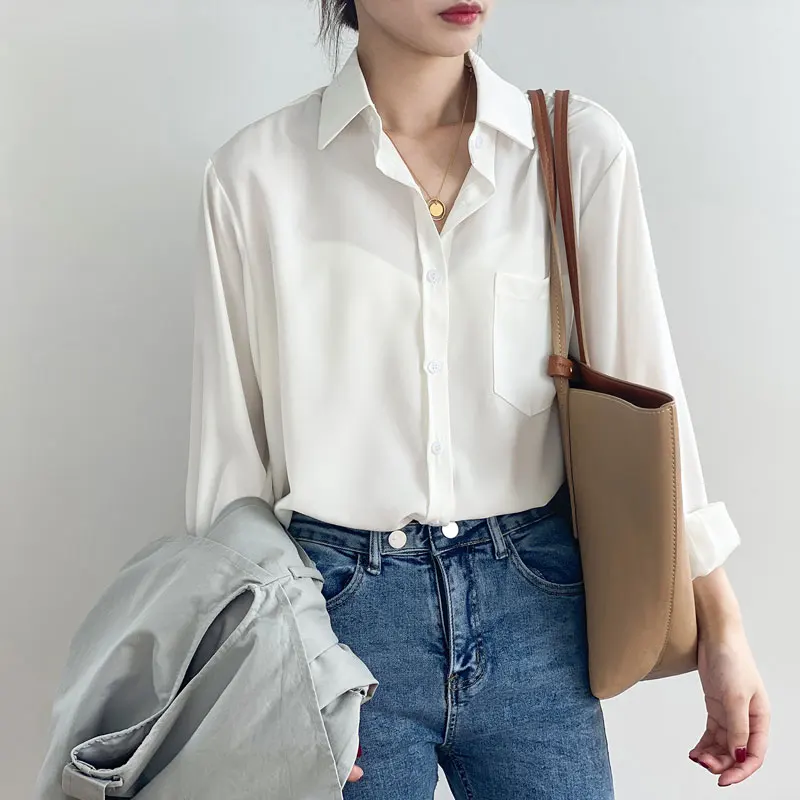 Women's Solid Color Shirt Women's Autumn New Korean Version of The Pure Color Simple Temperament Long Sleeve Lapel Shirt Women
Women's Solid Color Shirt Women's Autumn New Korean Version of The Pure Color Simple Temperament Long Sleeve Lapel Shirt Women