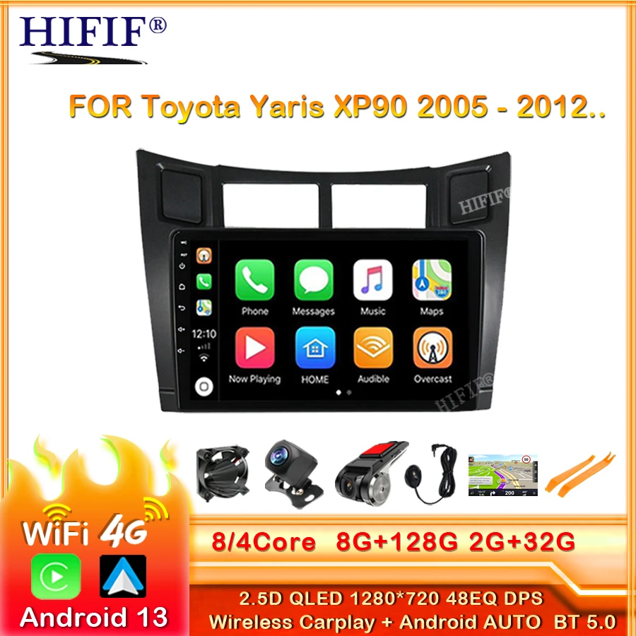 

Автомагнитола 8 ядер 8 ГБ + 128 ГБ Android 13 для Toyota Yaris XP90 2005-2012, мультимедийный видеоплеер, навигация GPS, 2 din, без dvd DSP