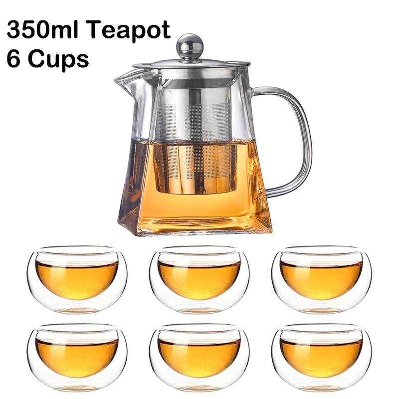 

Glass Tea Sets Heat Resistant Glass Teapot Infuser Teapot for Infusion Chinese Tea Brewing Kettle Pu Erh Gaiwan Set Pot Pots Cup