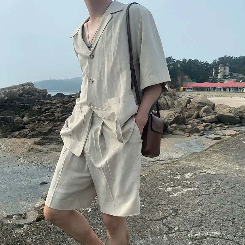 2 Piece Sets Men Beach Wear Clothes Lightweight Summer Casual Clothes Mans Thin Breathe Outfits Men Linen Shirts and Shorts Set
2 Piece Sets Men Beach Wear Clothes Lightweight Summer Casual Clothes Mans Thin Breathe Outfits Men Linen Shirts and Shorts Set