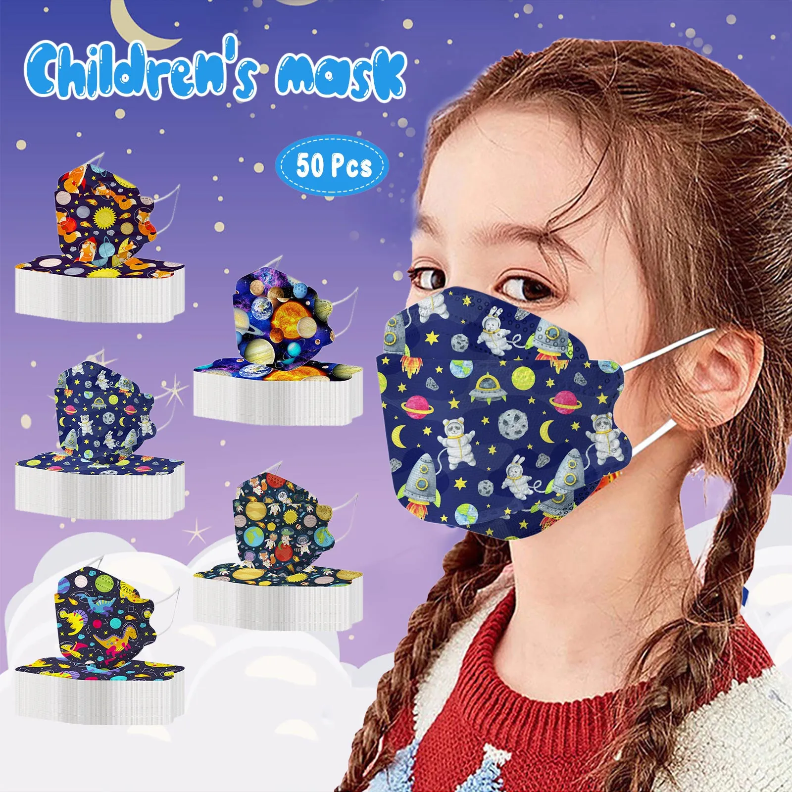 50PC Disposable Kids Face Mask Planet Print Fashion Children's Mask Protection Non Woven Ultrathin Girls Boys Masks Masque Masca
50PC Disposable Kids Face Mask Planet Print Fashion Children's Mask Protection Non Woven Ultrathin Girls Boys Masks Masque Masca