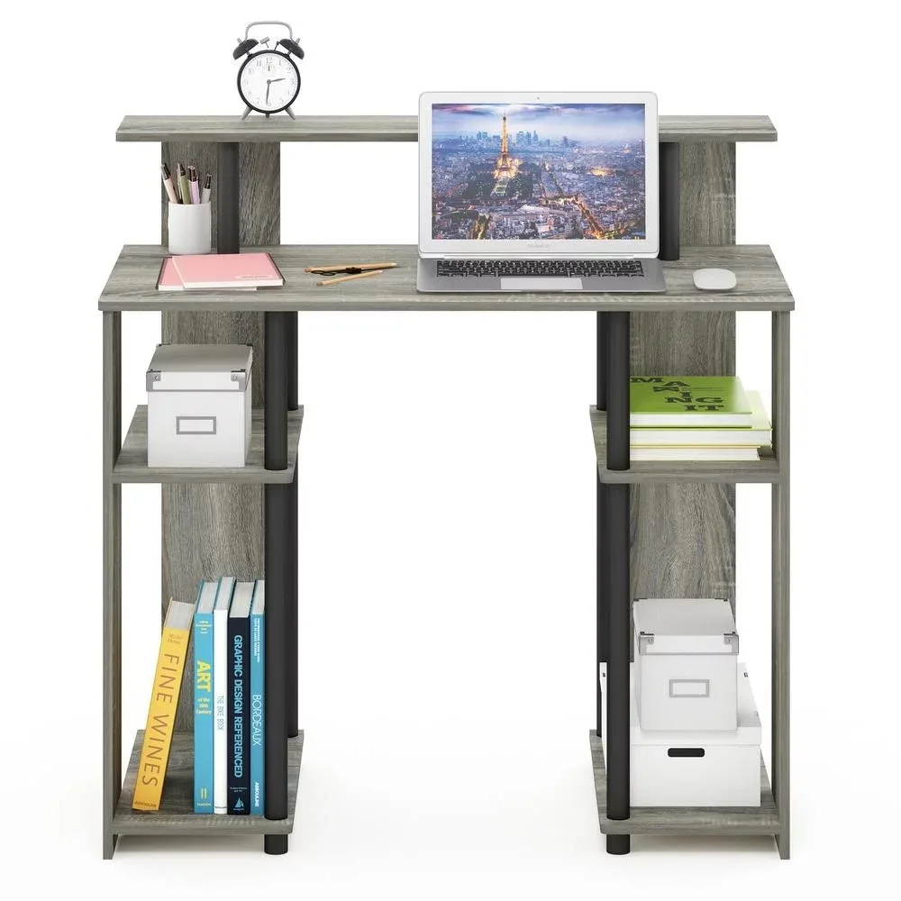 

Компьютерный письменный стол с простым дизайном, французский дуб, серый/черный, подходит для вашего пространства для хранения процессора