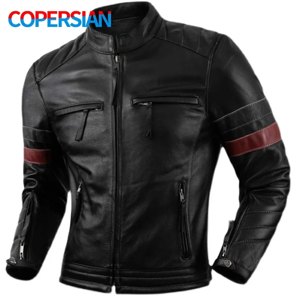 COPERSIAN Natural Cowhide Jackets top layer cowhide men's motorcycle suit Black Stand Collar Short Genuine Leather Coat
COPERSIAN Natural Cowhide Jackets top layer cowhide men's motorcycle suit Black Stand Collar Short Genuine Leather Coat